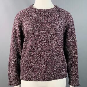 JIL SANDER Size XL Purple Black White Wool Melange Boxy Sweater
